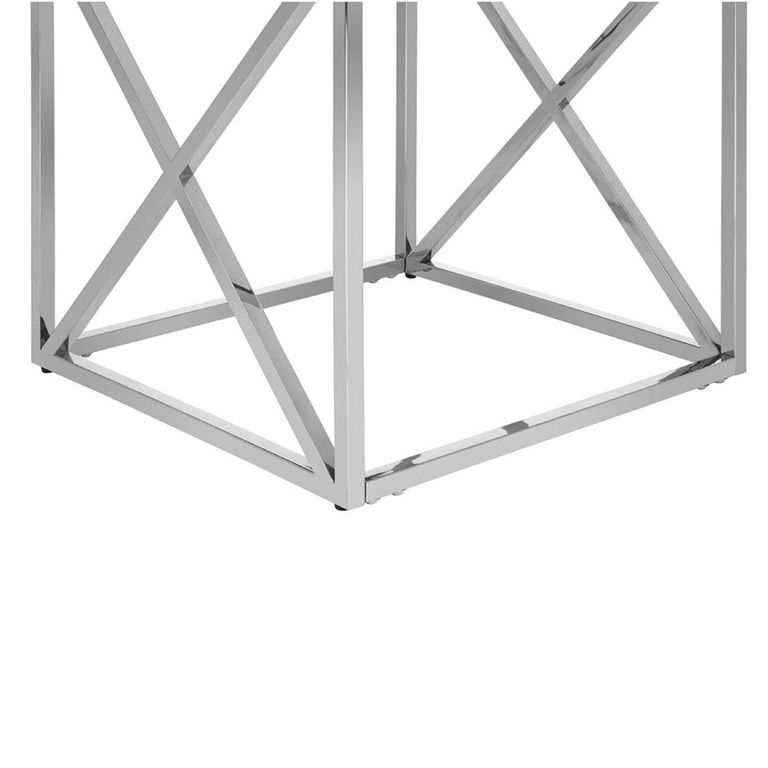 Allure End Table - Square - Clear Glass - Silver Cross Base