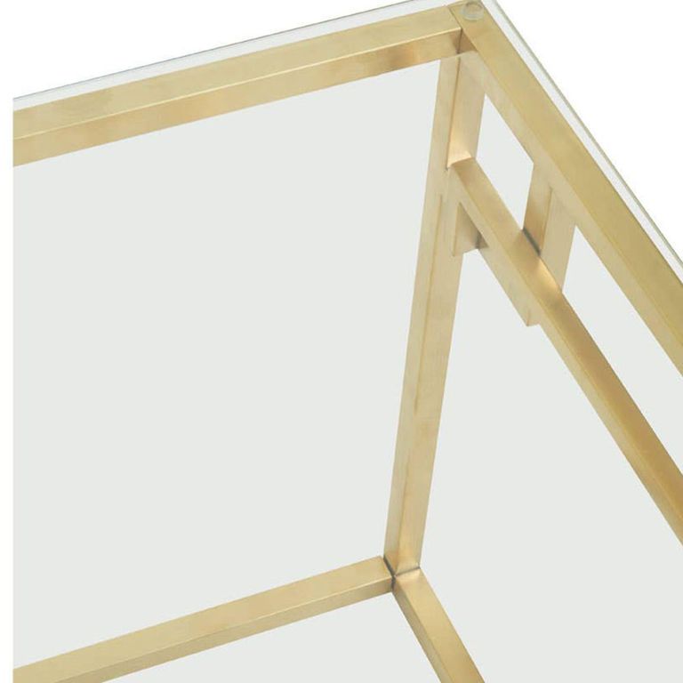 Allure Side Table - Square - Clear Glass - Brushed Gold Base