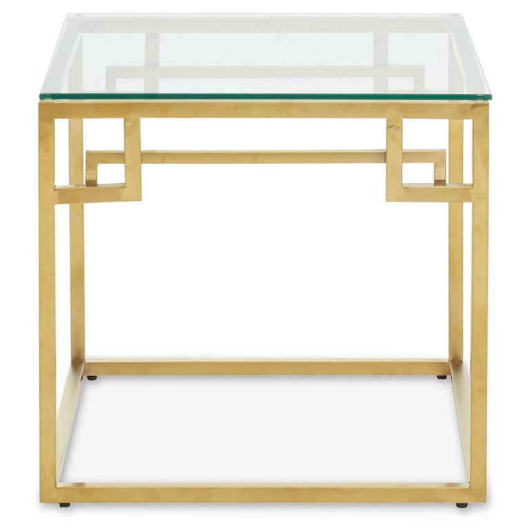 Allure Side Table - Square - Clear Glass - Brushed Gold Base