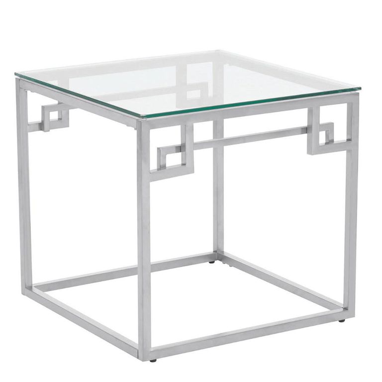 Allure Side Table - Square - Clear Glass - Silver Base