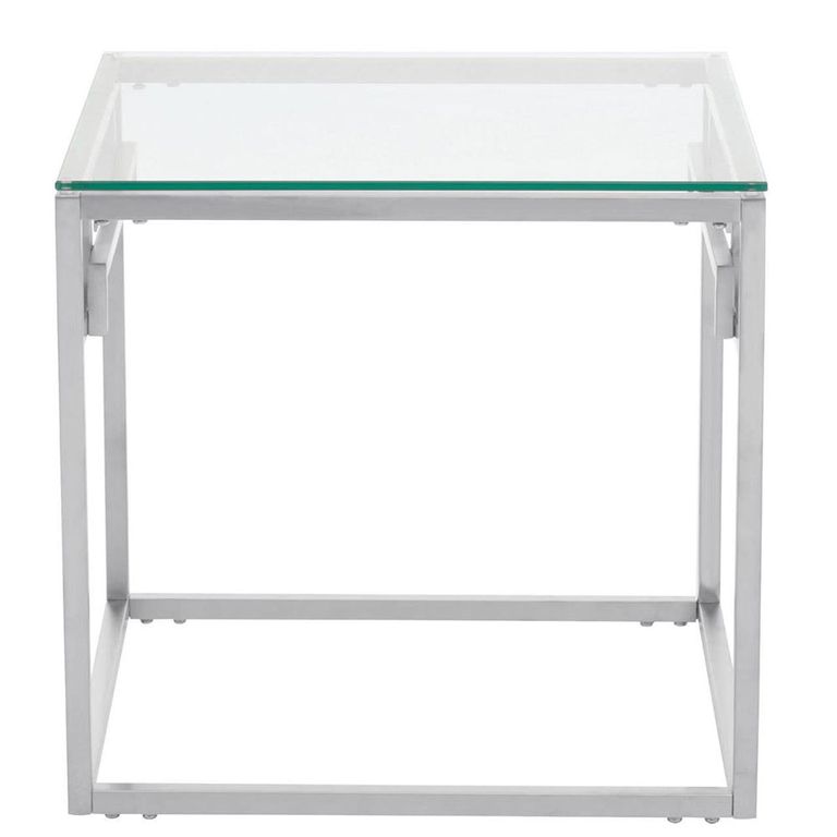 Allure Side Table - Square - Clear Glass - Silver Base