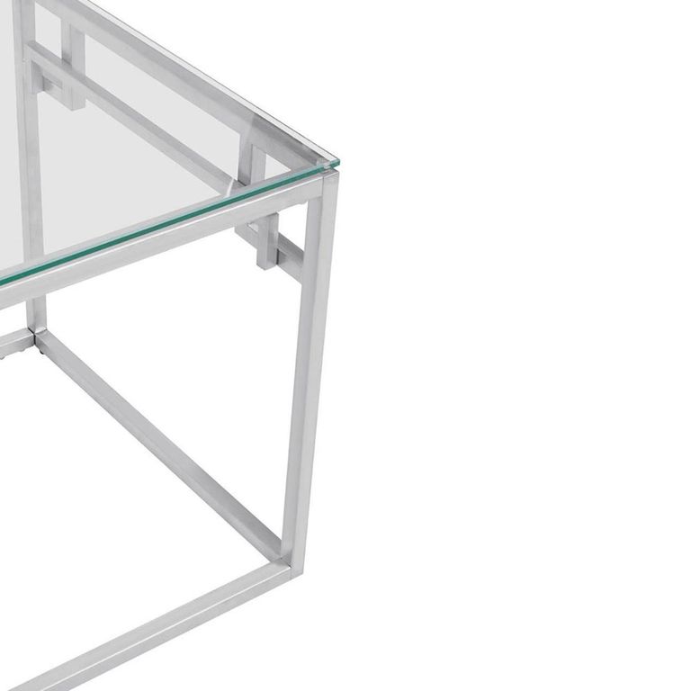 Allure Side Table - Square - Clear Glass - Silver Base