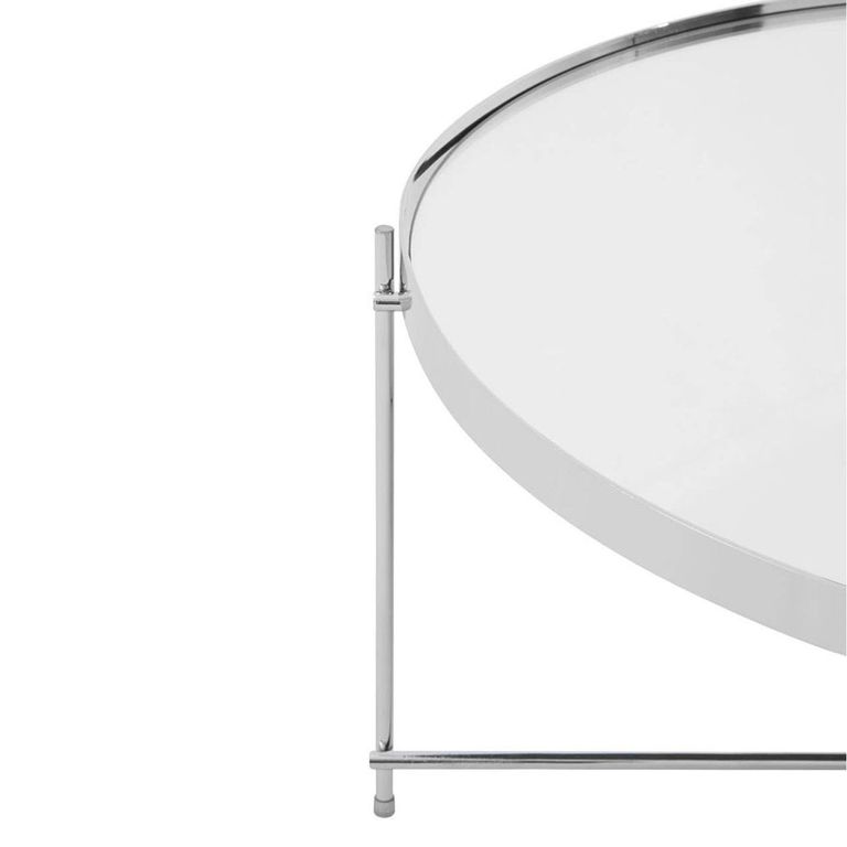Allure Extra Large Side Table - Round - Clear Mirrored - Chrome Legs