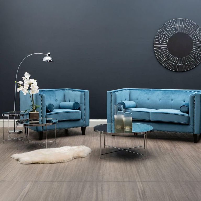 Allure Large Side Table - Round - Clear Mirrored - Chrome Legs