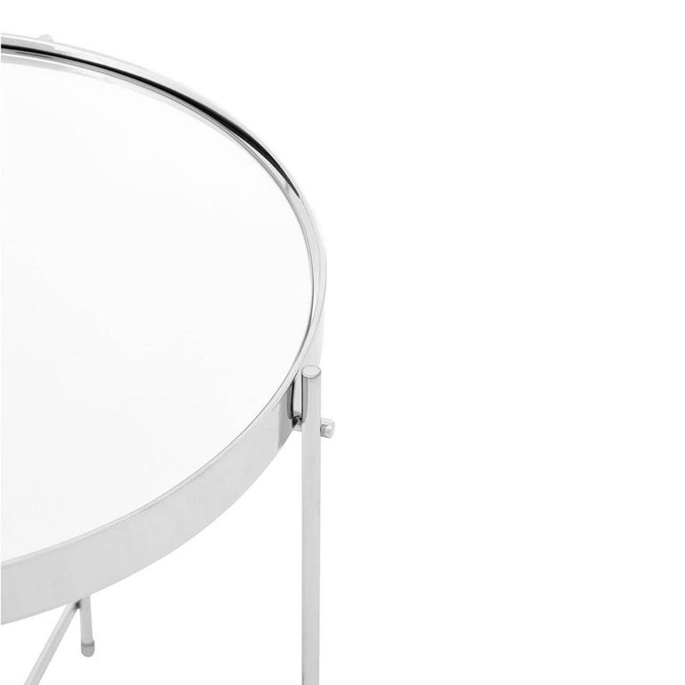 Allure Side Table - Round - Clear Mirrored - Chrome Legs