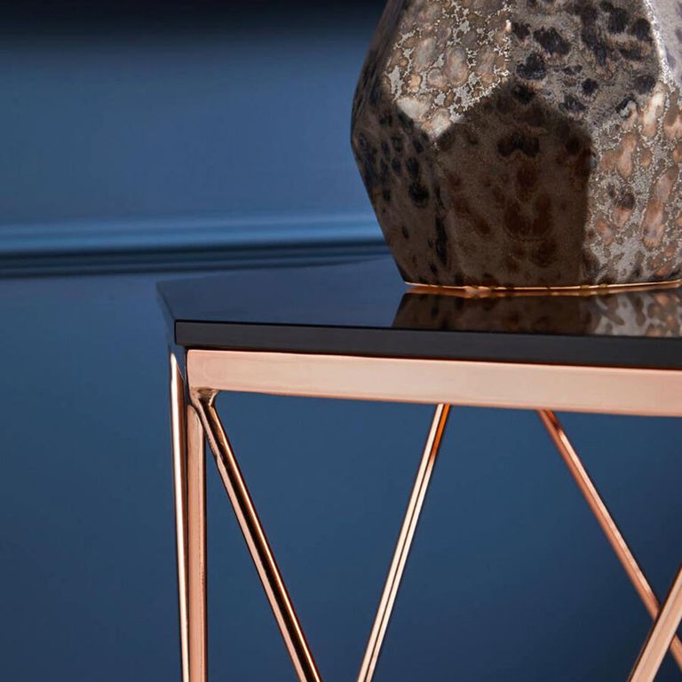 Allure End Table - Octagonal - Glass - Rose Gold Base