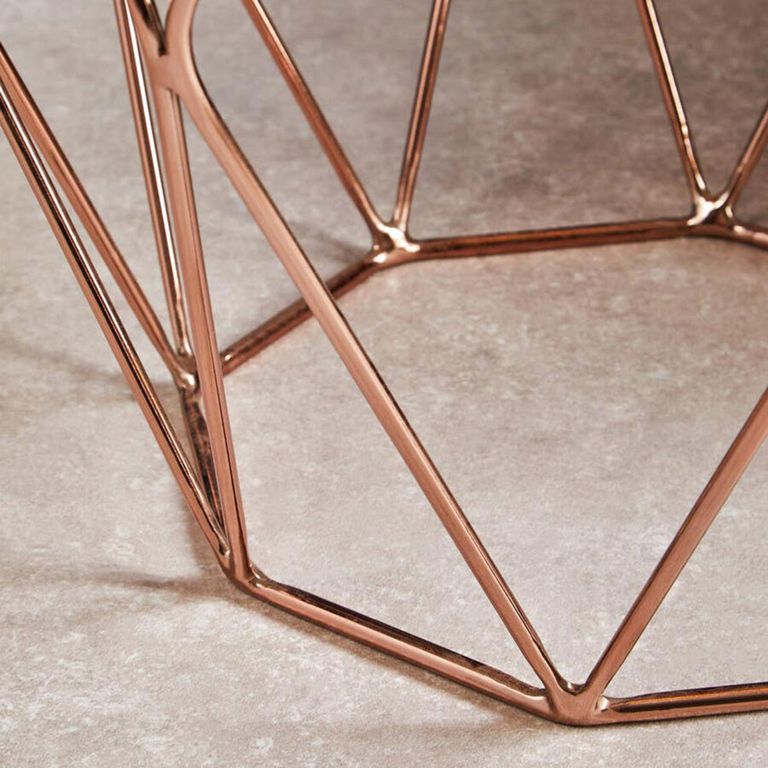 Allure End Table - Octagonal - Glass - Rose Gold Base