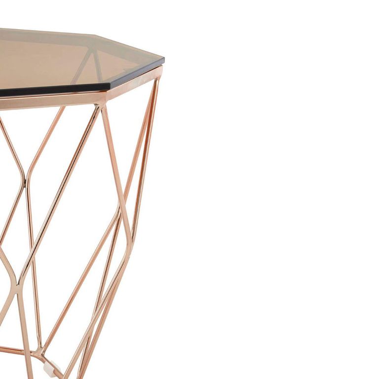 Allure End Table - Octagonal - Glass - Rose Gold Base