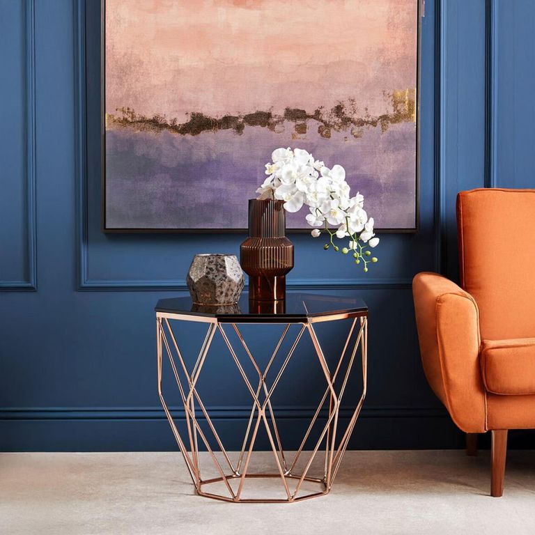 Allure End Table - Octagonal - Glass - Rose Gold Base