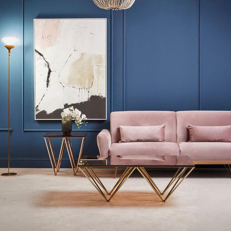 Allure End Table - Square - Glass - Rose Gold Prismatic Legs