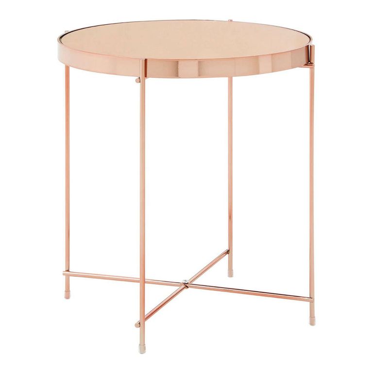 Allure Side Table - Round - Pink Mirrored