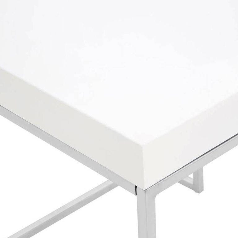 Allure End Table -  Square - White Marble - Chrome Angled Legs