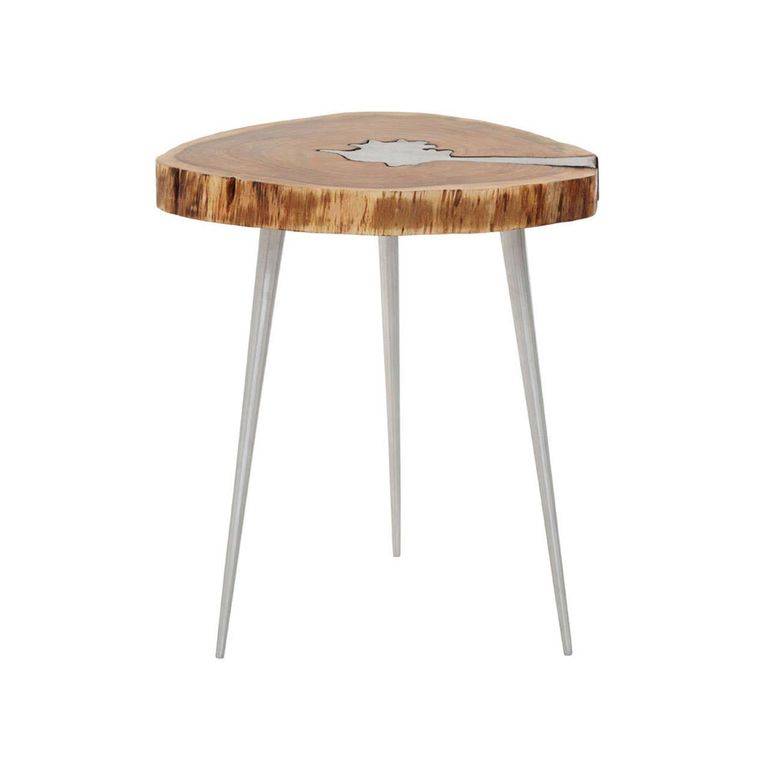 Almora Side Table - Log - Acacia Wood and Metal