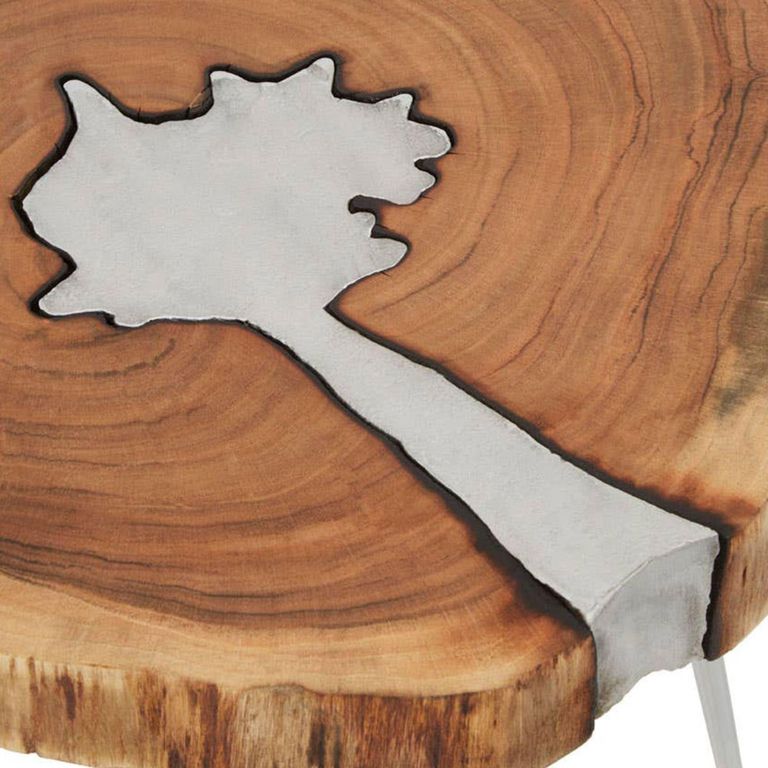 Almora Side Table - Log - Acacia Wood and Metal