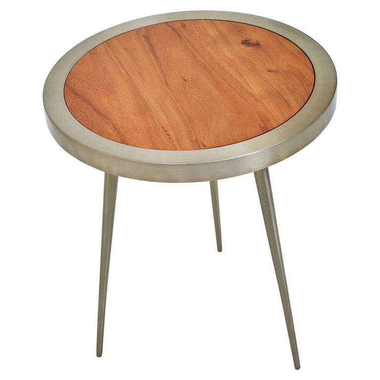 Almora Side Table - Round - Acacia Wood and Metal