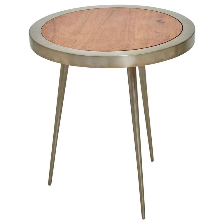 Almora Side Table - Round - Acacia Wood and Metal