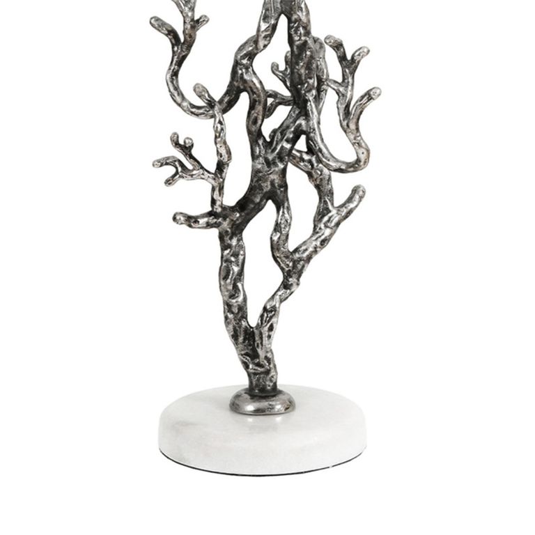 Side Table - Round - Antique Silver Twig Metal and Glass