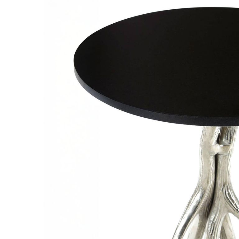 Antler Side Table - Round - Black Marble with Chrome Base