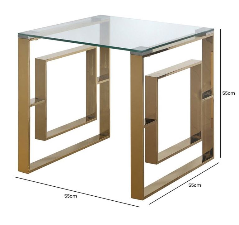 Apex End Table - Square - Clear Glass and Gold
