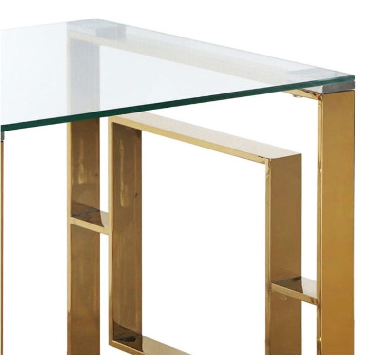 Apex End Table - Square - Clear Glass and Gold