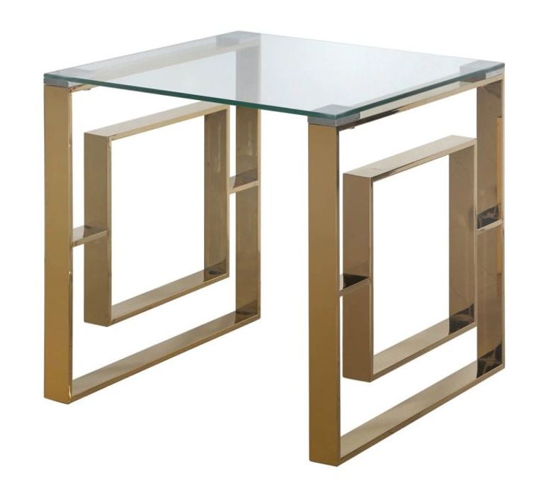 Apex End Table - Square - Clear Glass and Gold