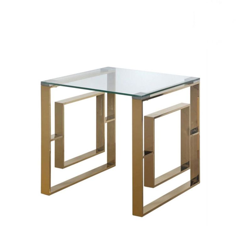 Apex End Table - Square - Glass and Gold Metal