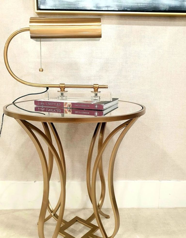 Apex Round End Table - Gold Metal and Clear Glass