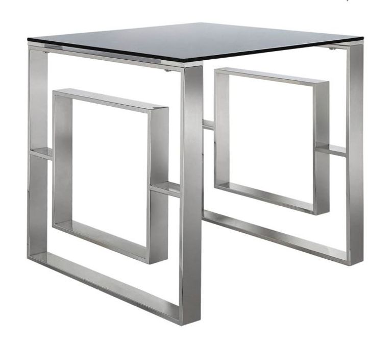 Apex End Table - Square - Smoked Glass and Chrome