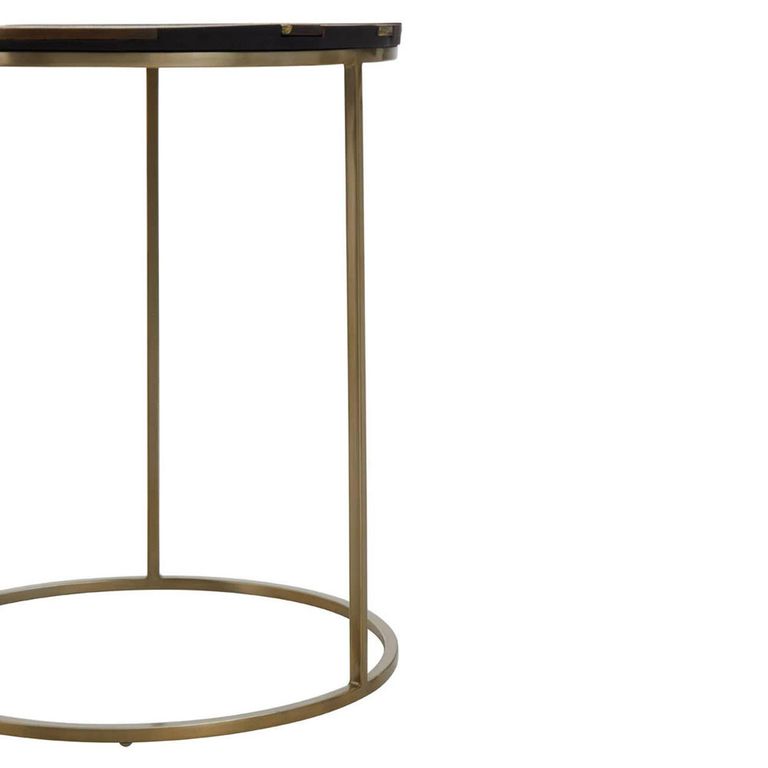 Aris Side Table - Round - Black Acacia Wood with Gold Base