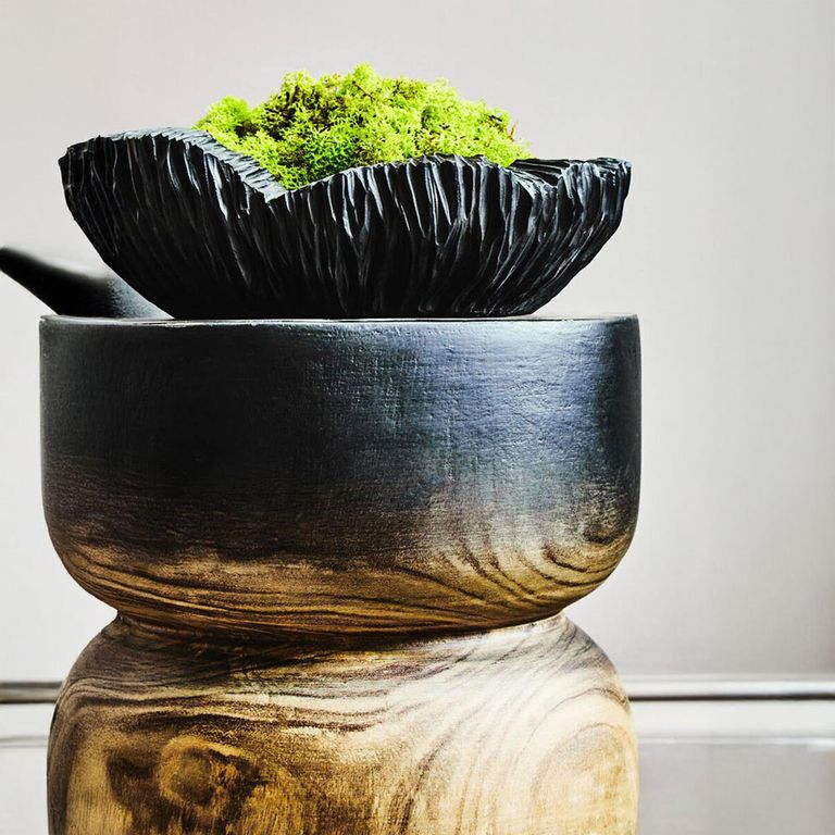 Arlo Side Table - Round - Black Ombre Wood