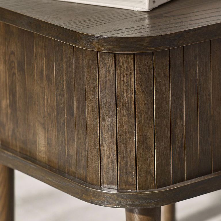 Arya Ribbed Dark Oak Side Table