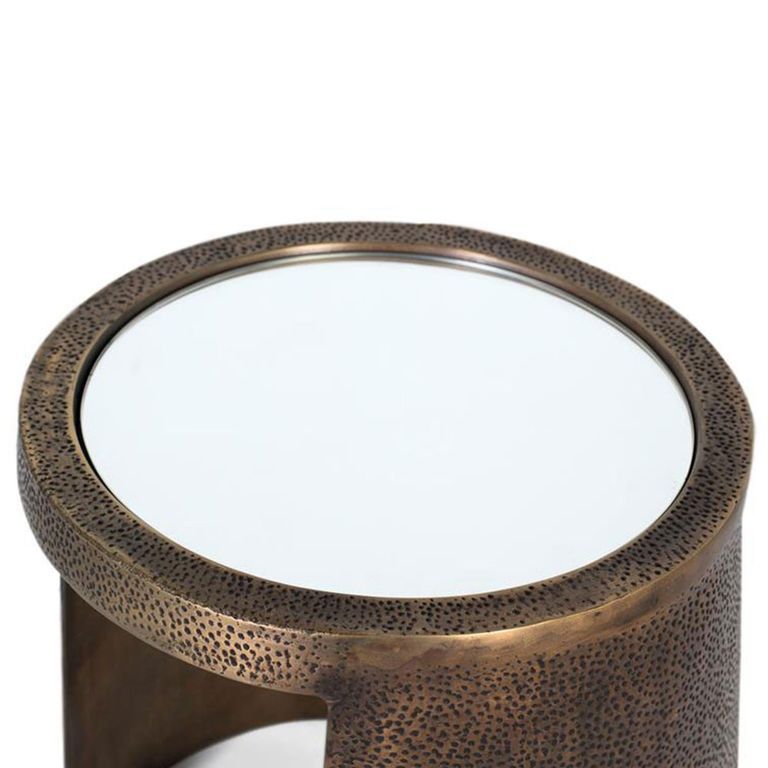Asti Side Table - Gold Metal - Round - Mirrored