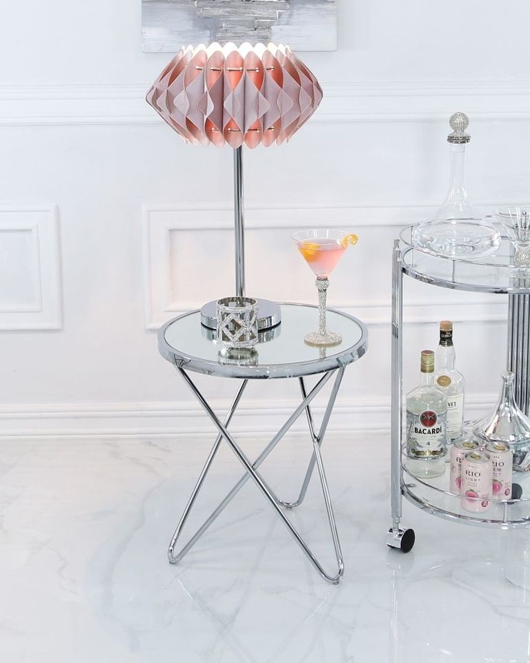 Atom Lamp Table - Round - Glass and Chrome