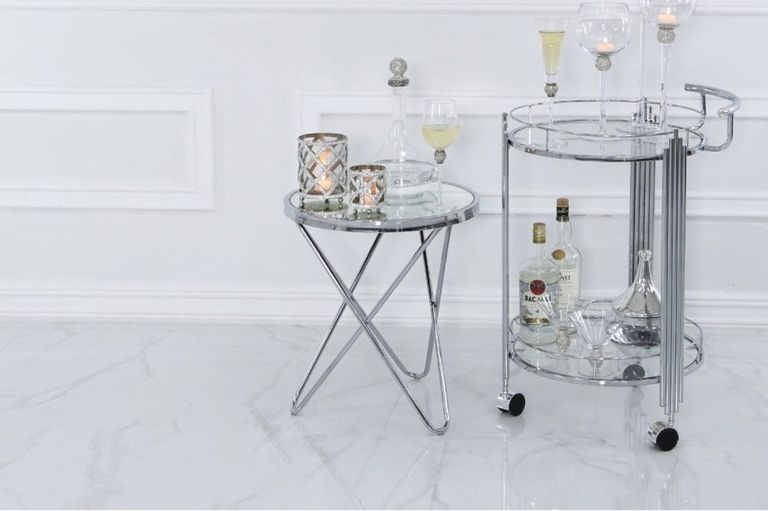 Atom Lamp Table - Round - Glass and Chrome