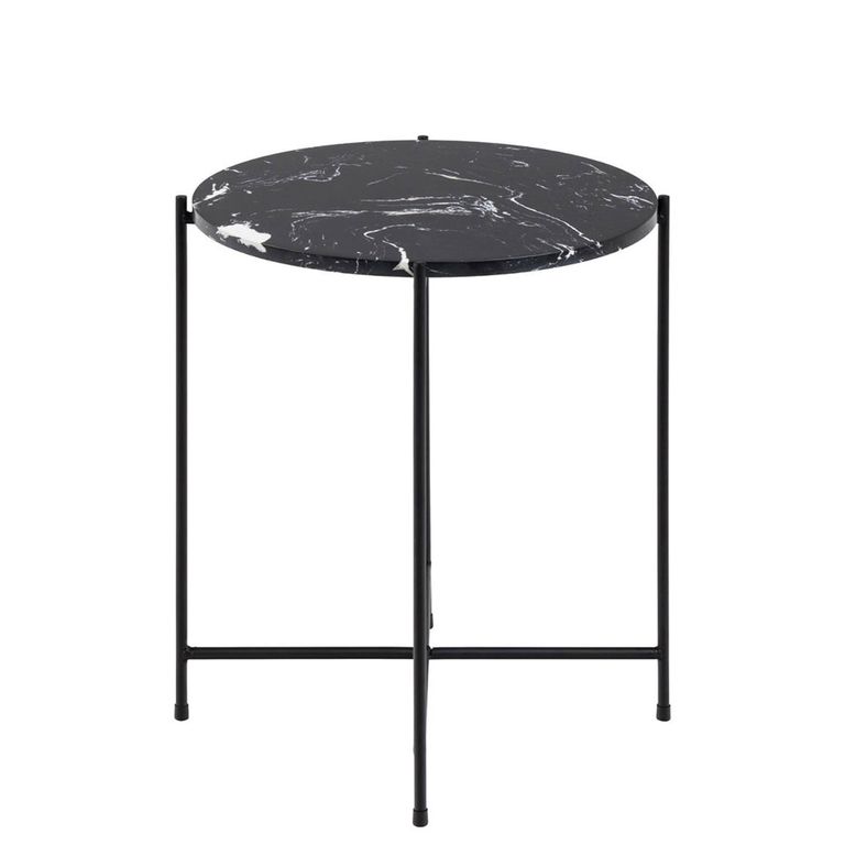 Avila Black Marble Round Side Table