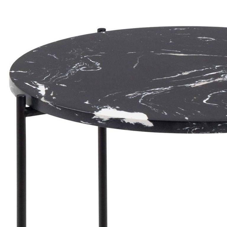 Avila Black Marble Round Side Table