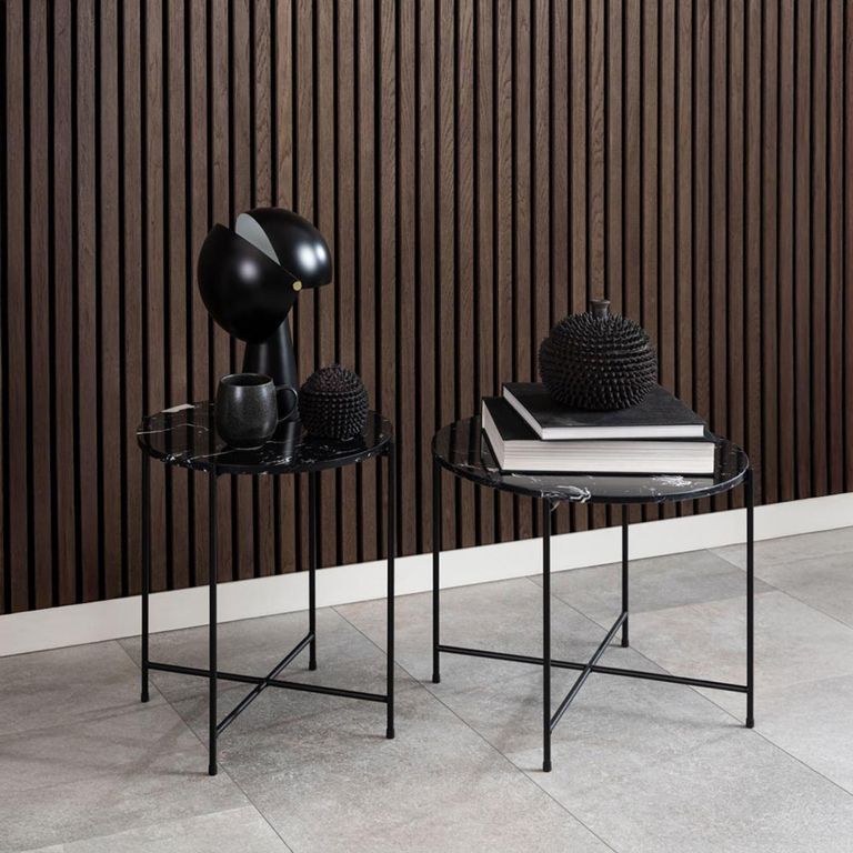 Avila Black Marble Round Side Table
