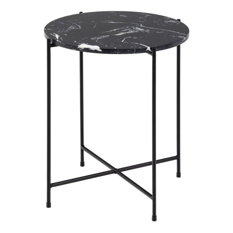 Avila Black Marble Small Round Side Table