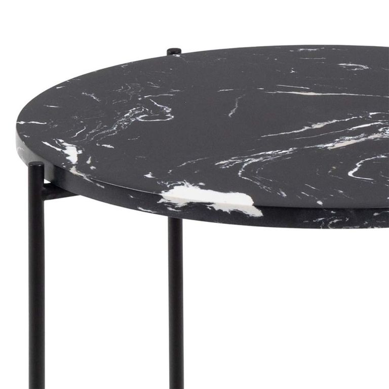 Avila Black Marble Small Round Side Table