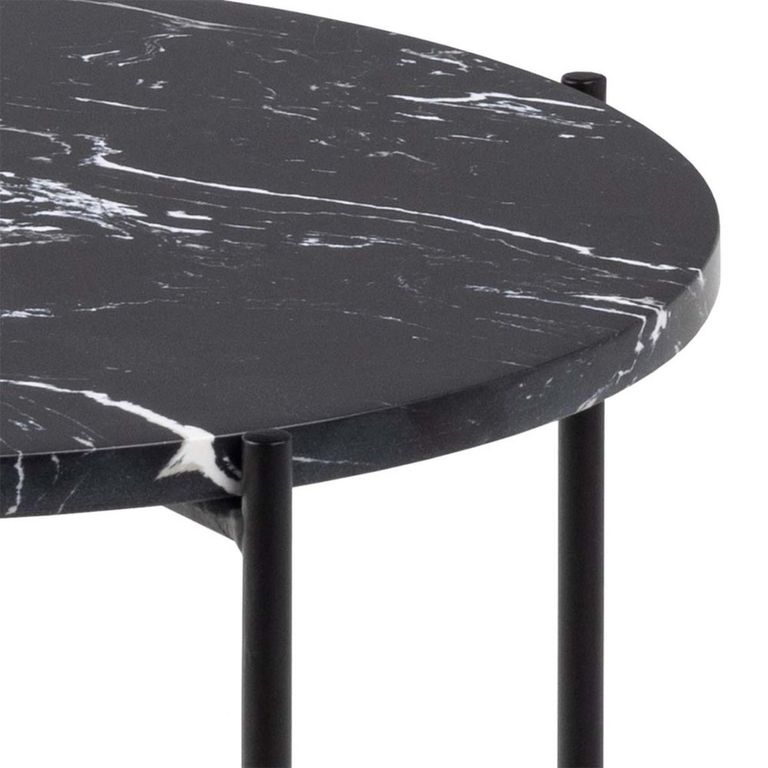 Avila Black Marble Small Round Side Table