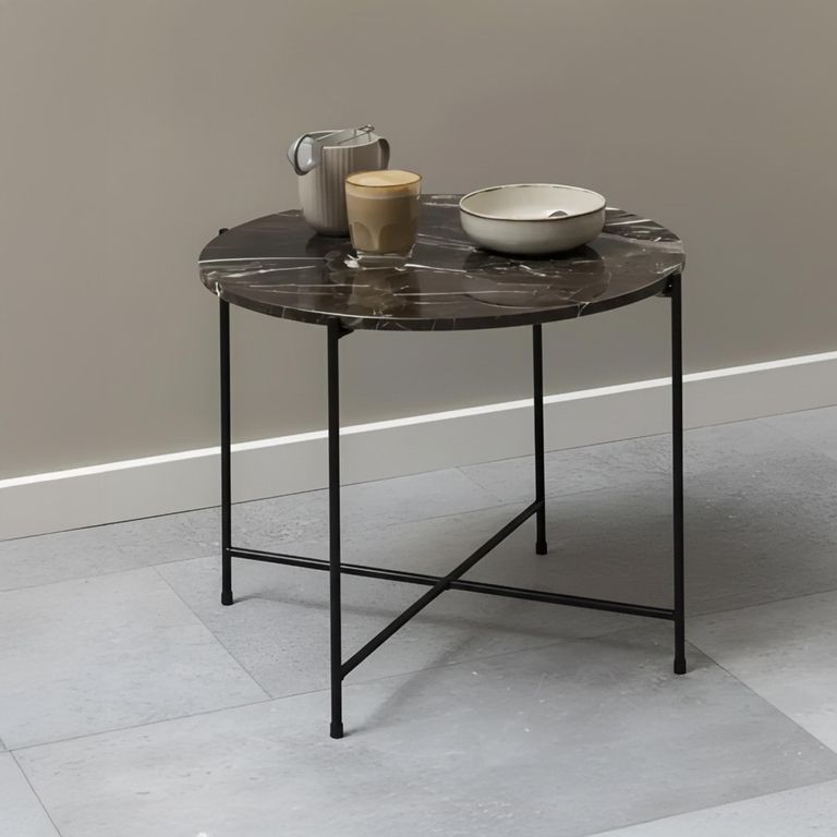 Avila Side Table - Large - Round - Brown Marble