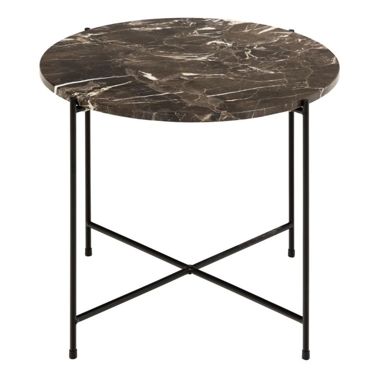 Avila Brown Marble Round Side Table