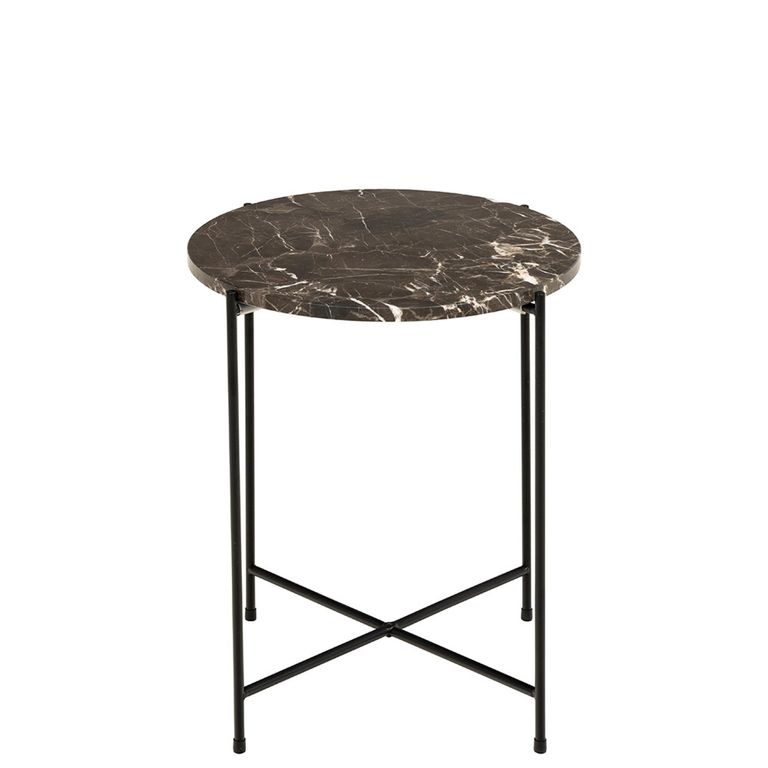 Avila Side Table - Small - Round - Brown Marble