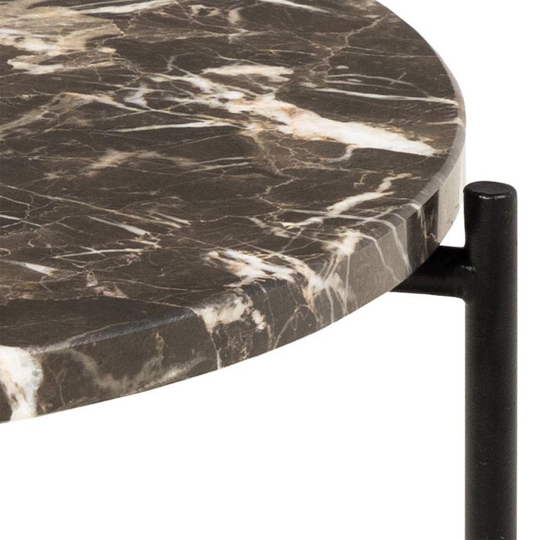 Avila Side Table - Small - Round - Brown Marble