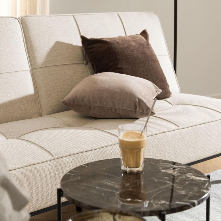 Avila Brown Marble Stone Round Side Table