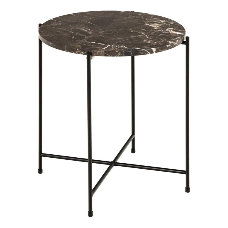 Avila Brown Marble Stone Round Side Table