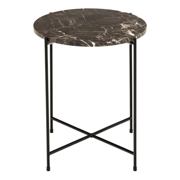 Avila Brown Marble Stone Round Side Table