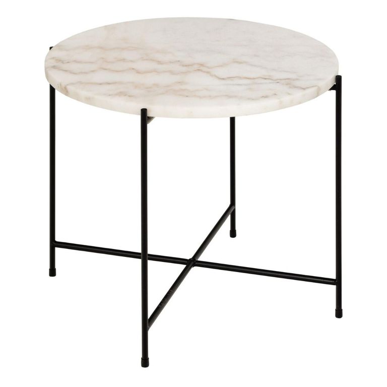 Avila White Marble Round Side Table