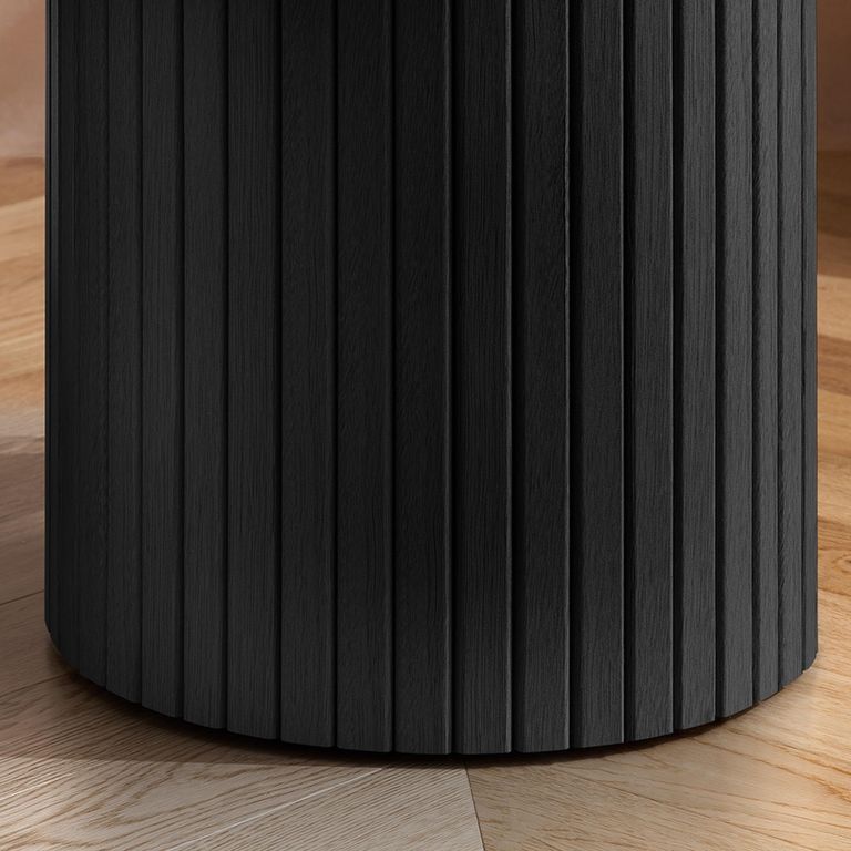 Axel Round Side Table - Black Fluted
