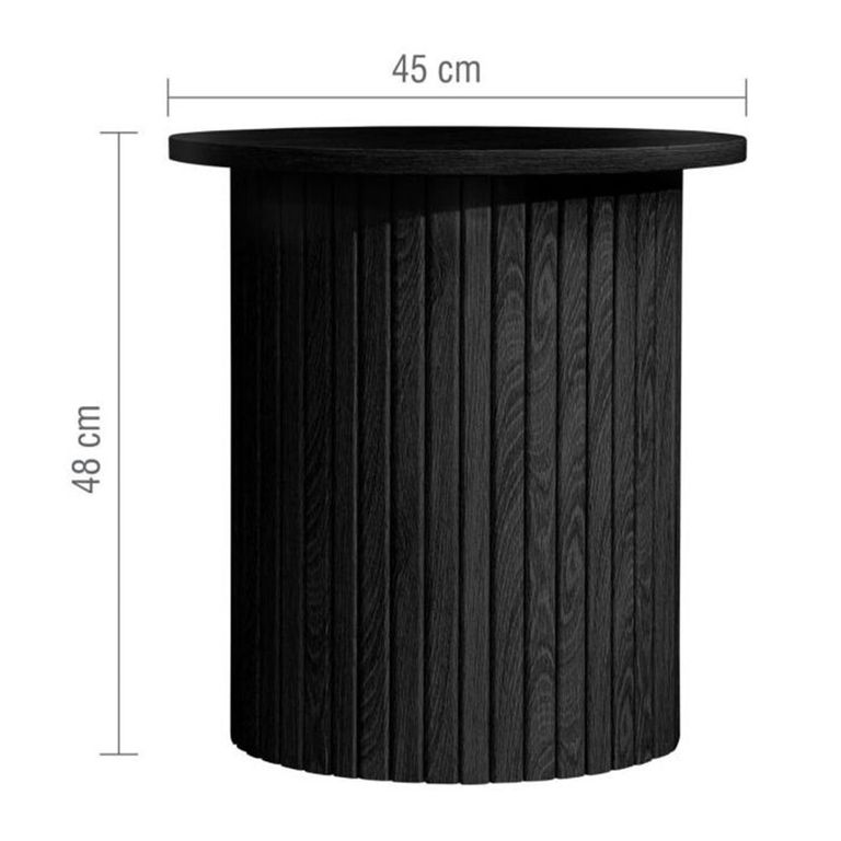 Axel Round Side Table - Black Fluted